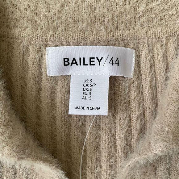 Bailey 44 women S elbow sleeve v-cut collar ribbed sweater tan brand new - Picture 4 of 8